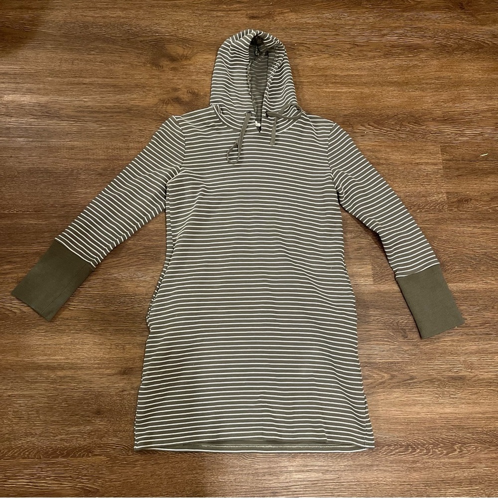Striped Olive Hoodie Dress
